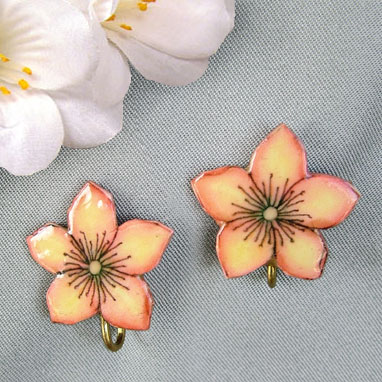 apple blossom lacquered clip on earrings