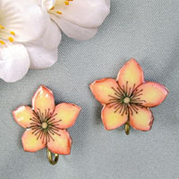 apple blossom clip on earrings 