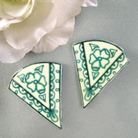 lacquered paper clip on earrings in cream and wedgwood blue