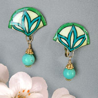 patterned drop earring with gold vermeil and turquoise