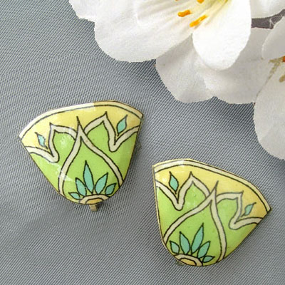 lemon lime petal clip-on earrings