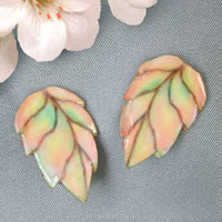 pink leaves clip-on earrings