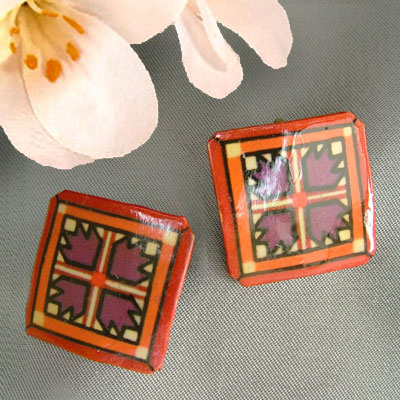 quilting pattern inspired clip-on earrings