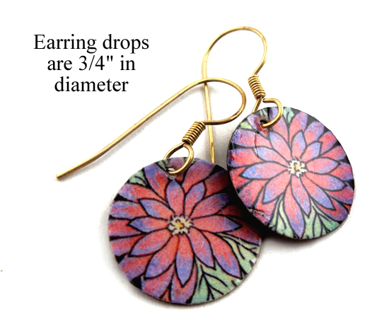 pink gerbera daisy disc earrings
