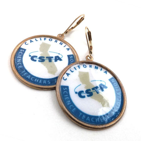 CSTA or California Science Teacher Assocation sample logo earrings