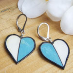 paper earrings - blue and white hearts earrings