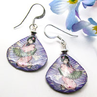 lacquered paper earrings - kneeling geisha earrings...custom color choices available