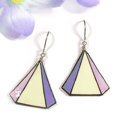 lilac and purple lacquered paper earrings