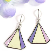 lacquered paper earrings - lilac, light purple and cream triangle geometric earrings...custom color choices available