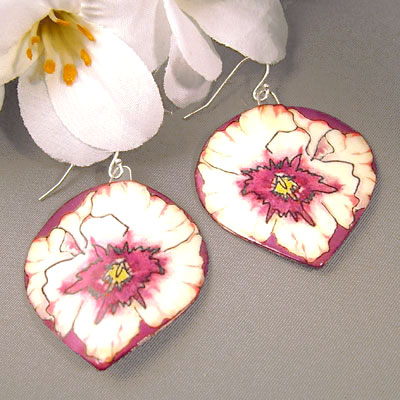 pansy earrings with white