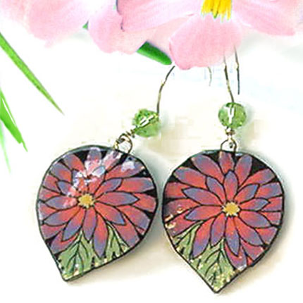 pink gerbera daisy earrings on paperjewels.com