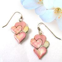 lacquered paper earrings - pink hearts earrings...custom colors available