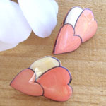 paper jewelry - pink and white hearts earrings available pierced or clip on earrings