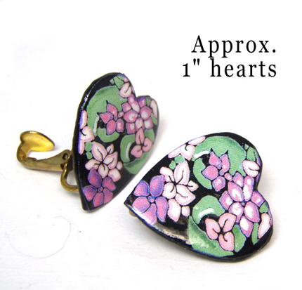 Purple Floral Heart Clip On Earrings from Paper Jewels