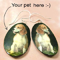 lacquered paper earrings - custom pet photo earrings