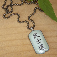 lacquered paper japanese kanji bushido dogtag necklace