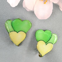 green and yellow hearts clip on earrings