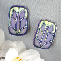 purple deco clip on earrings 