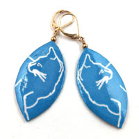 lacquered paper turquoise cat earrings from paperjewels.com