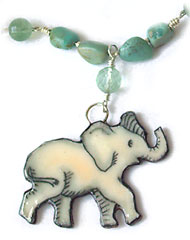 elephant pendant on fluorite necklace