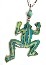 turquoise and green frog necklace
