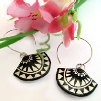 black and white paper earrings with sterling silver earwires