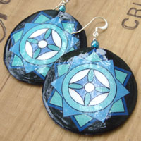 blue, black and white mandala paper earrings