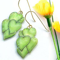 lime green heart paper earrings