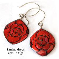 red rose paper earrings