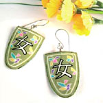 paper jewelry - lime green heart earrings with gold-filled earwires