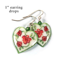white hearts paper earrings with flowers from paperjewels.com